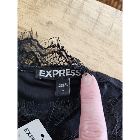 Express Lace Mock Neck Dress Women's Size 6 NWT Black Whimsygoth Cocktail Party - Picture 6 of 11